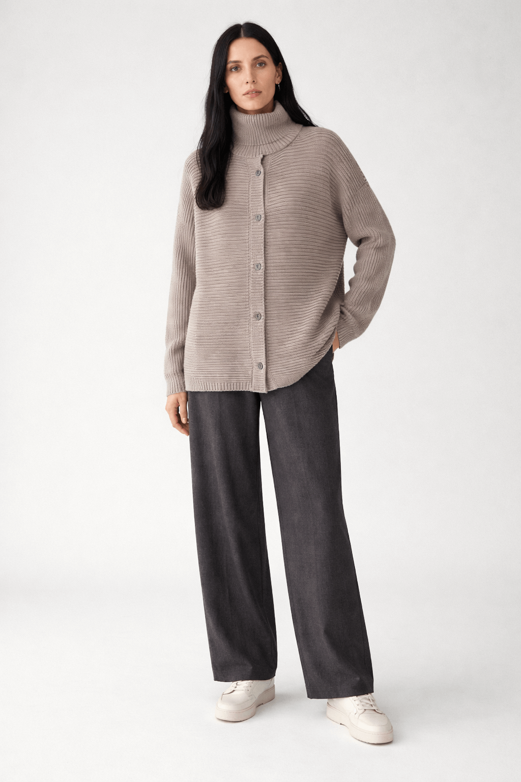 Old-fashioned money stand collar asymmetric cardigan