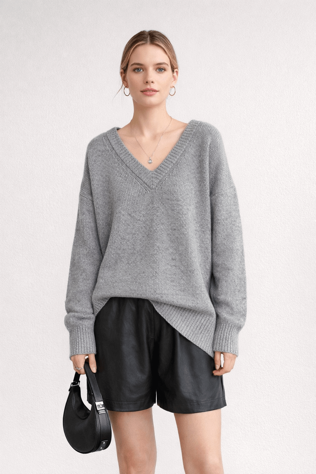 V-neck loose pullover knitted top