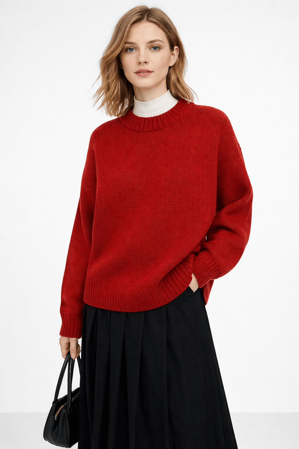 Round-neck loose pullover knitted top