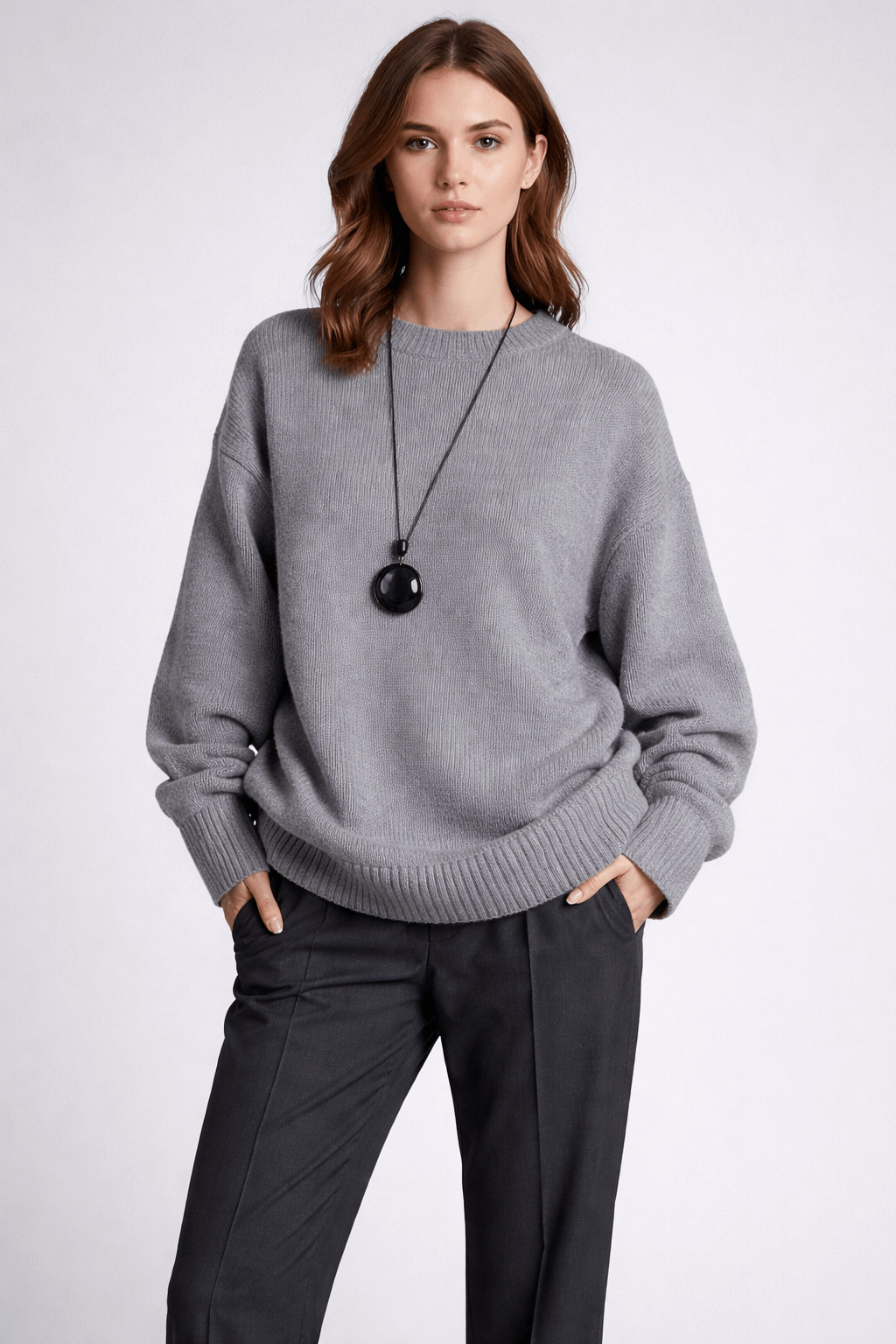 Round-neck loose pullover knitted top