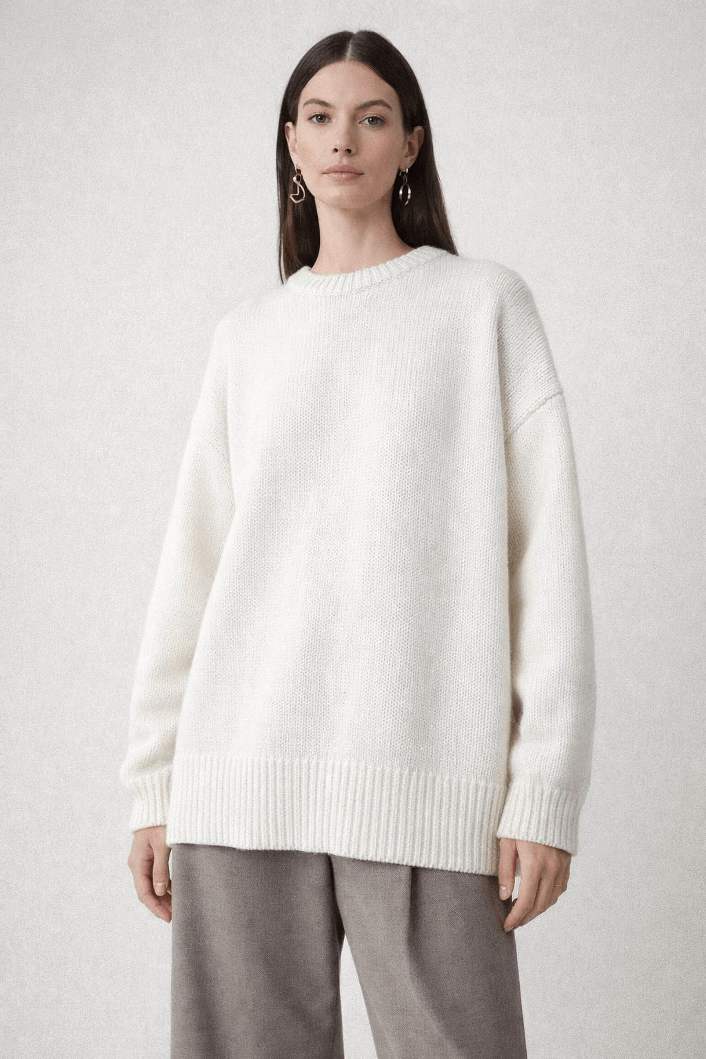 Round-neck loose pullover knitted top