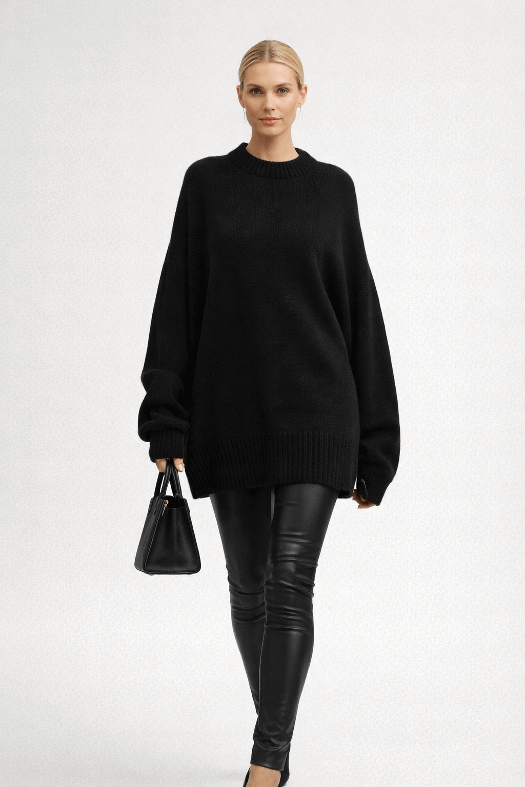 Round-neck loose pullover knitted top