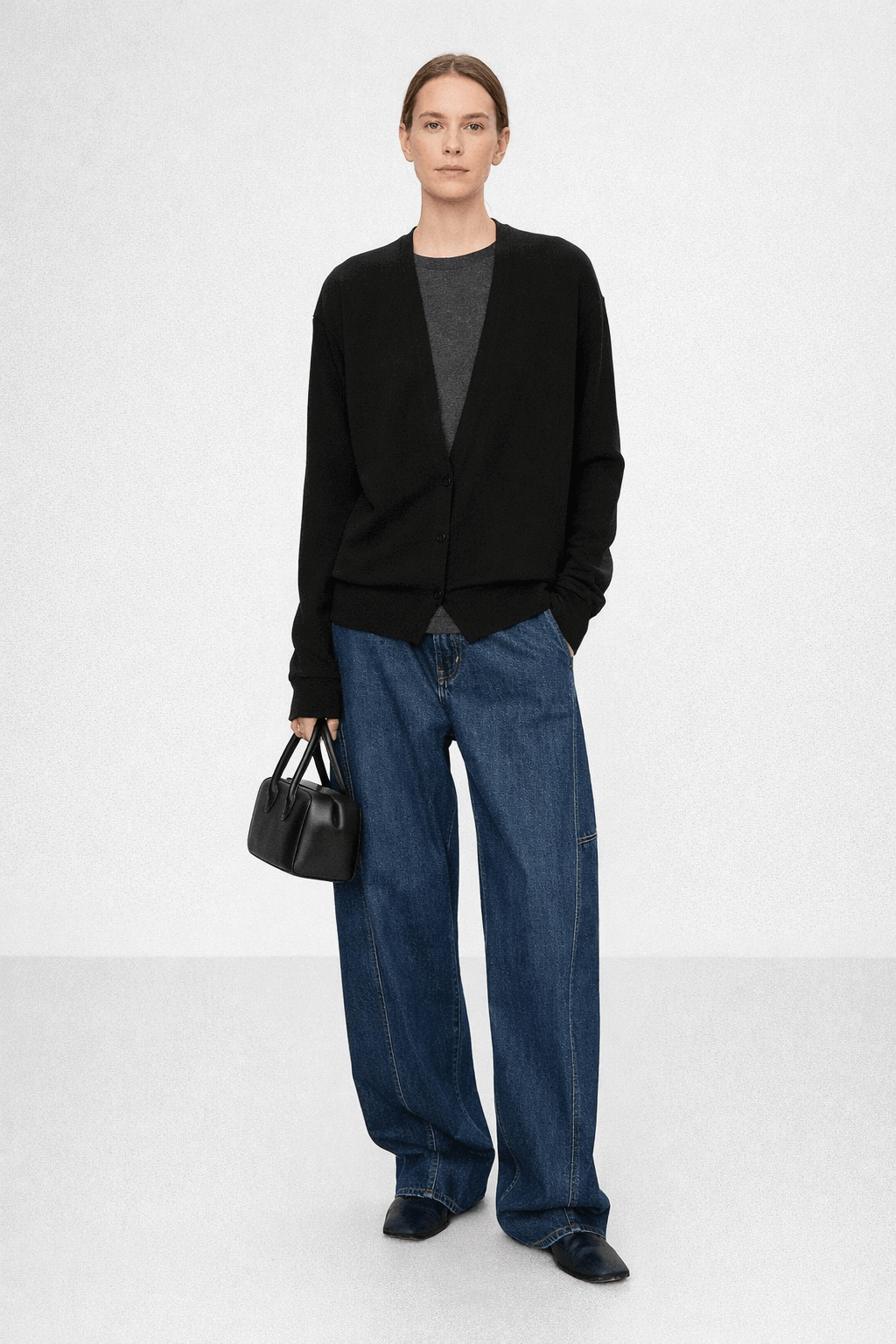 Stacked style retro suit - deep V-cardigan