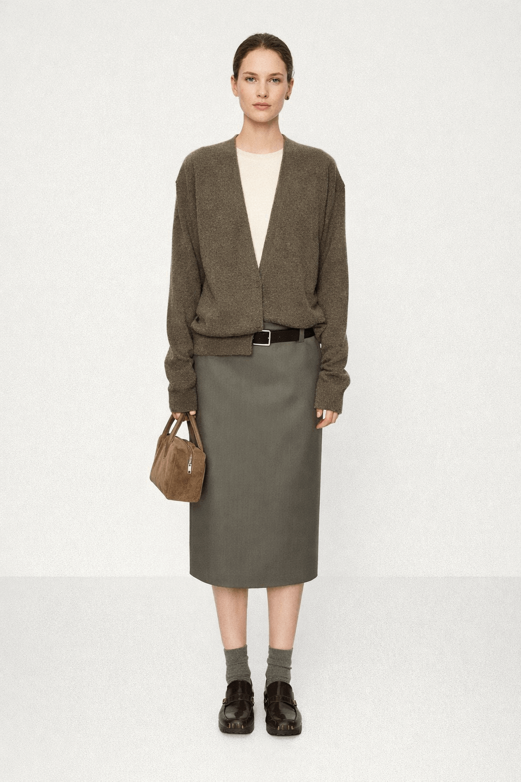 Stacked style retro suit - deep V-cardigan