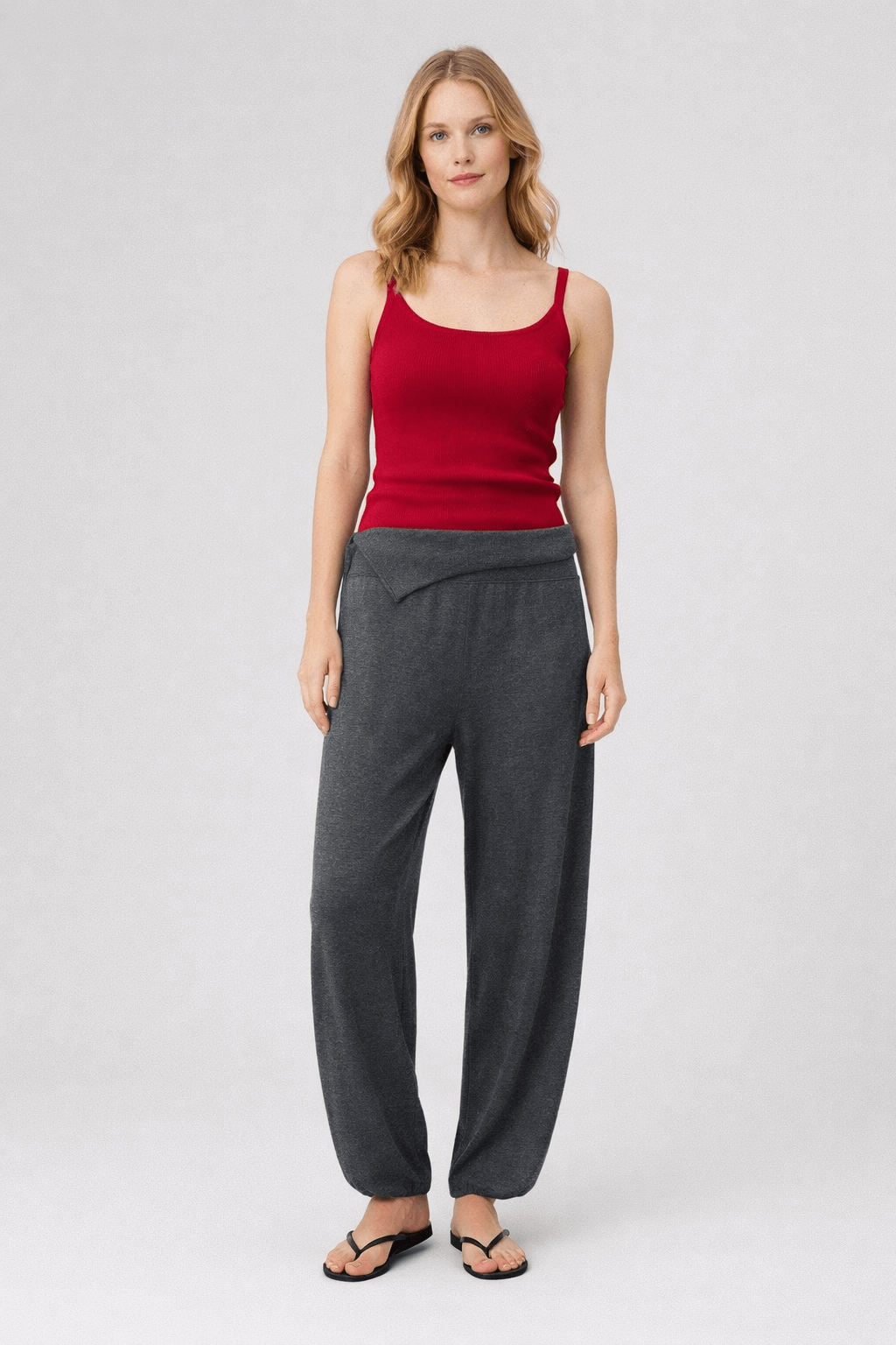 Fold-over button-type bubble pants