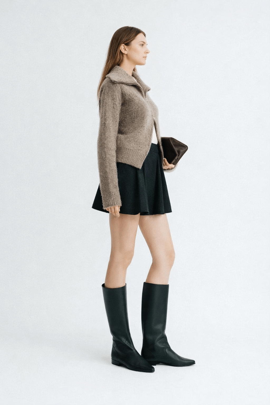 Alpaca turtleneck knitted jacket