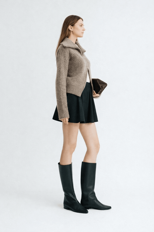 Alpaca turtleneck knitted jacket