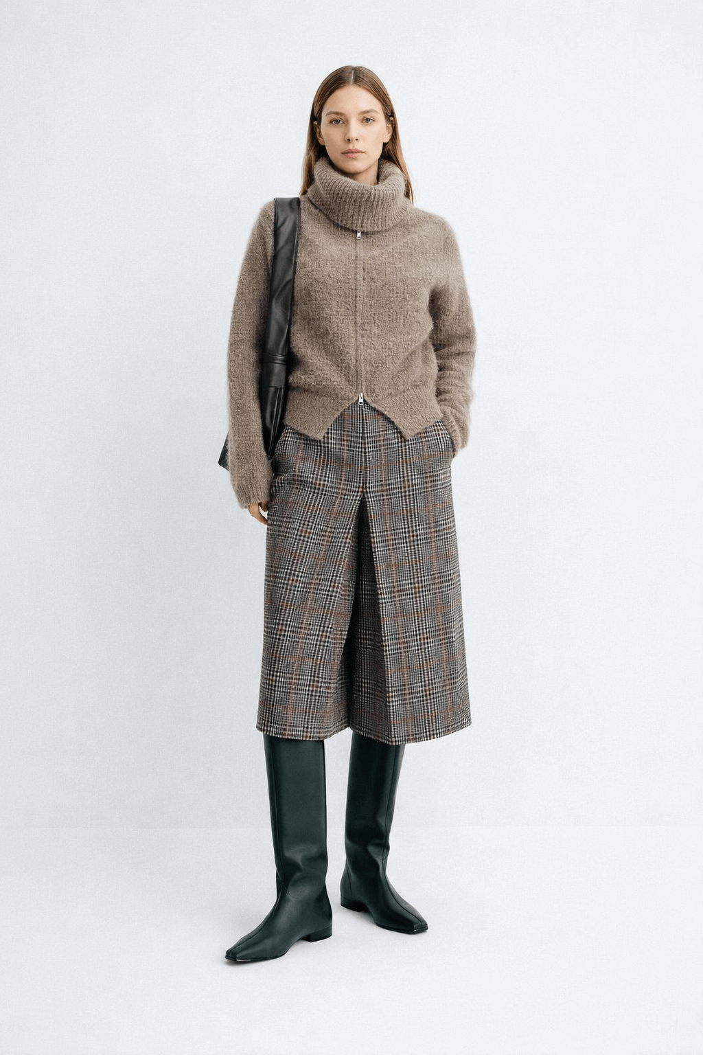 Alpaca turtleneck knitted jacket