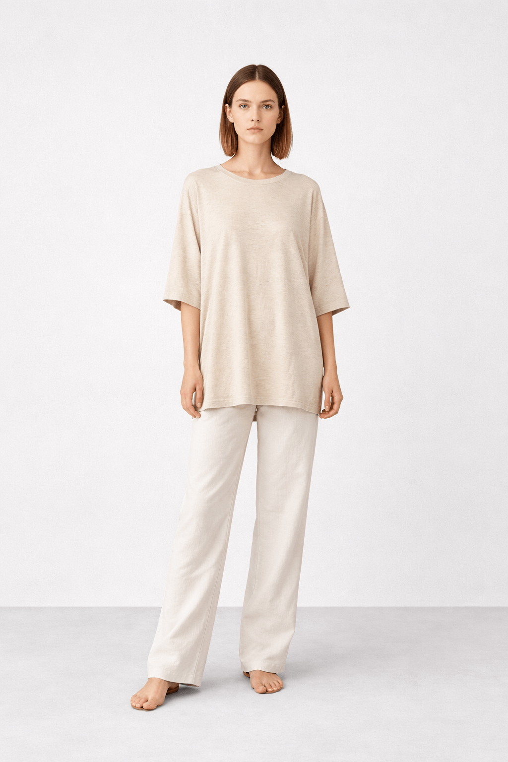 Loose U-neck short-sleeved knitted top