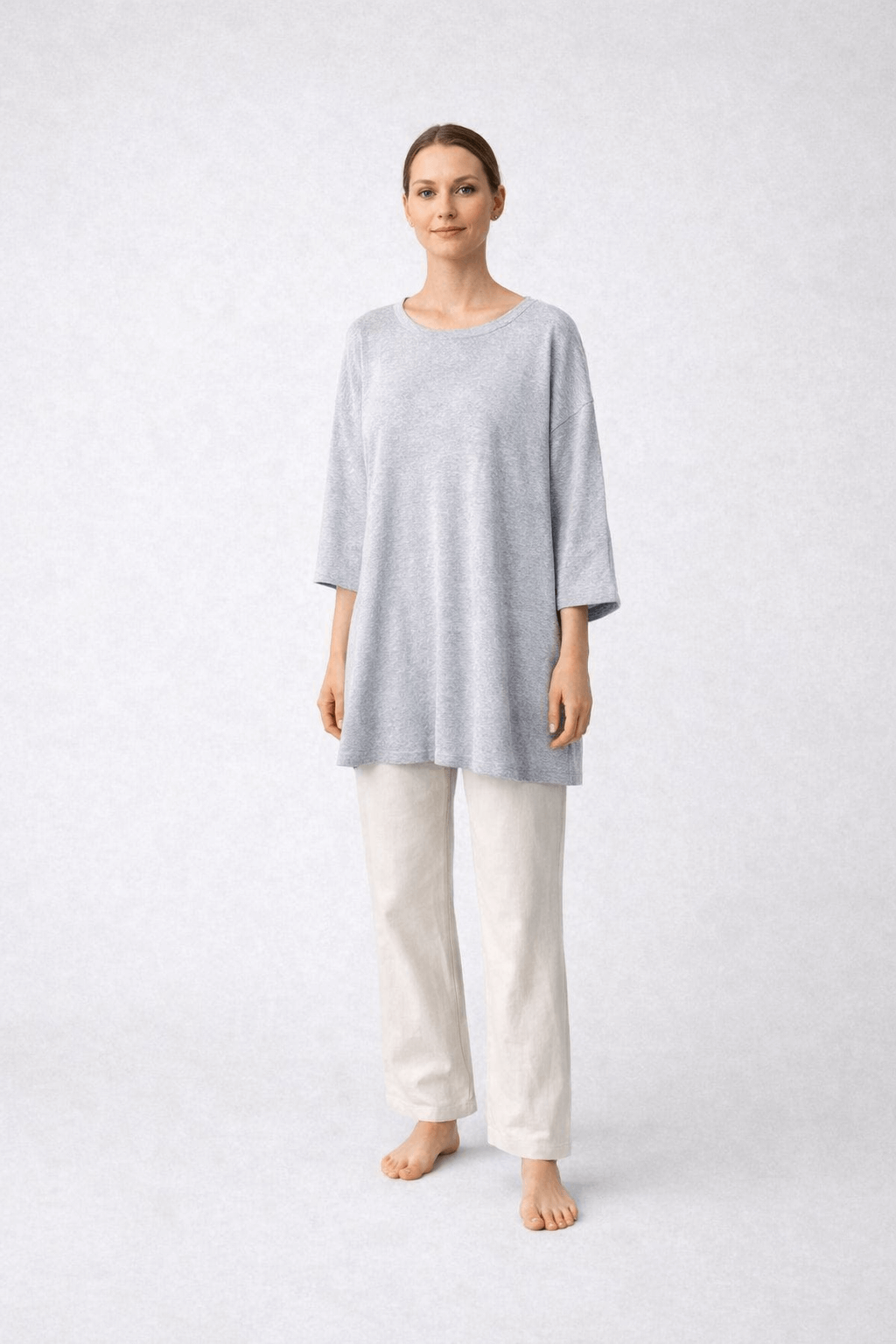 Loose U-neck short-sleeved knitted top