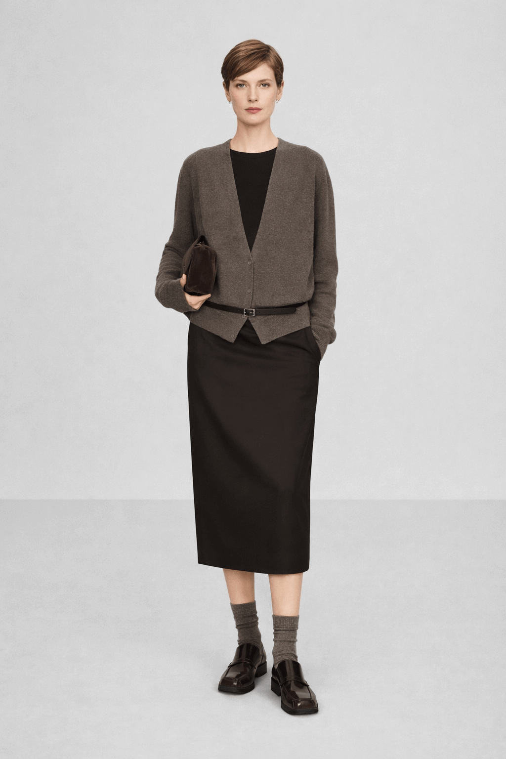 Stacked style retro suit - deep V-cardigan