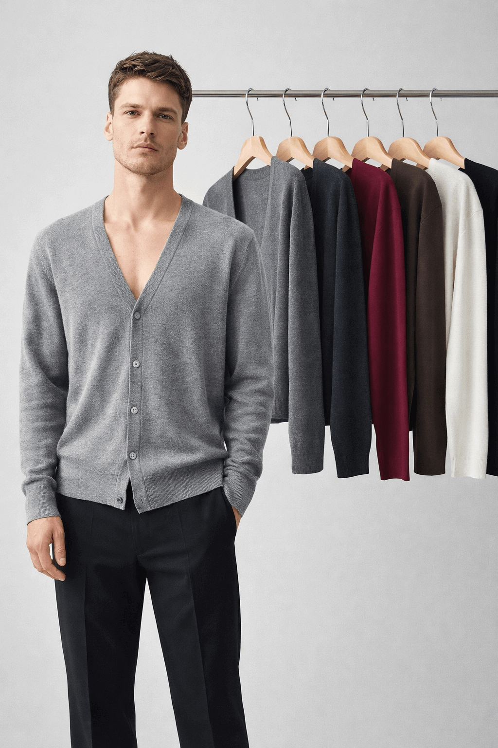 Stacked style retro suit - deep V-cardigan