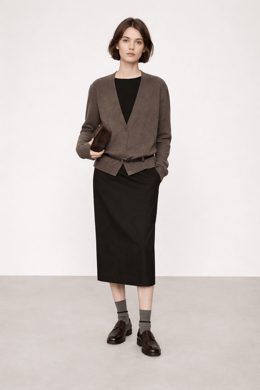 Stacked style retro suit - deep V-cardigan