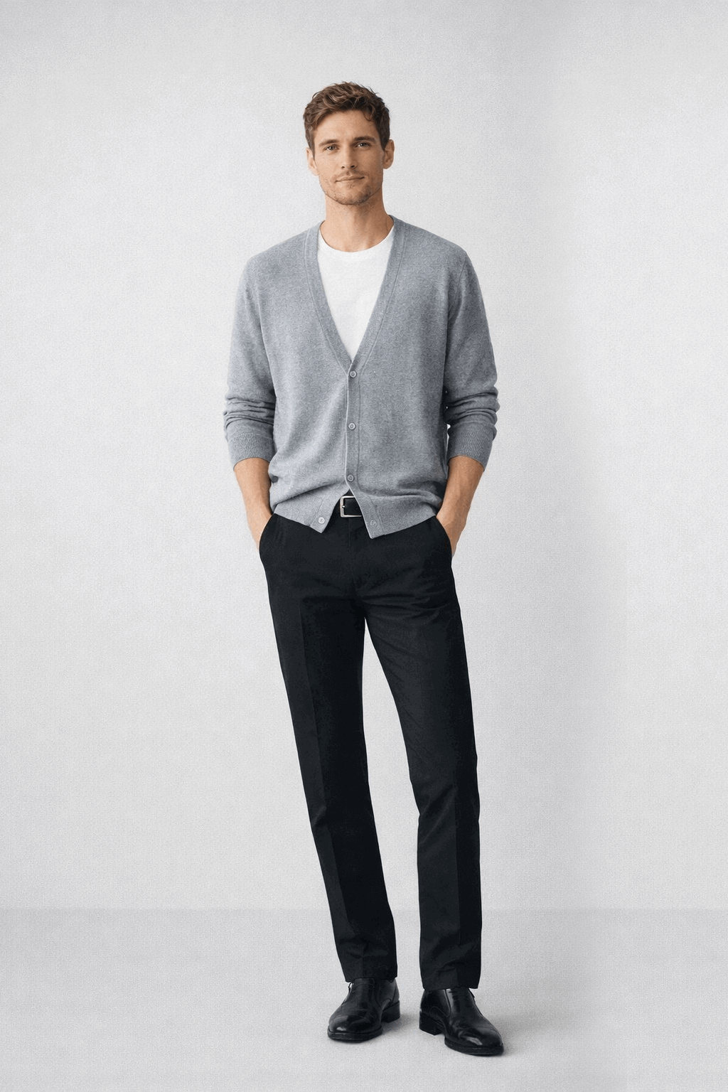 Stacked style retro suit - deep V-cardigan