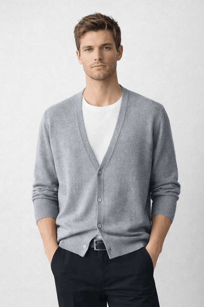 Stacked style retro suit - deep V-cardigan