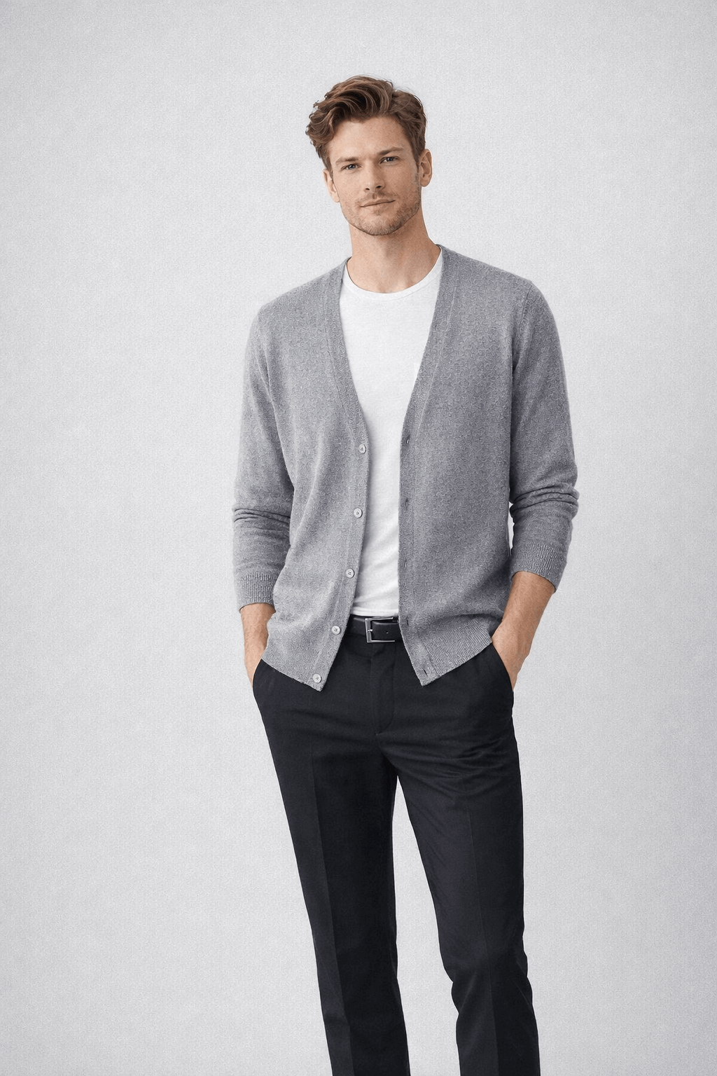 Stacked style retro suit - deep V-cardigan