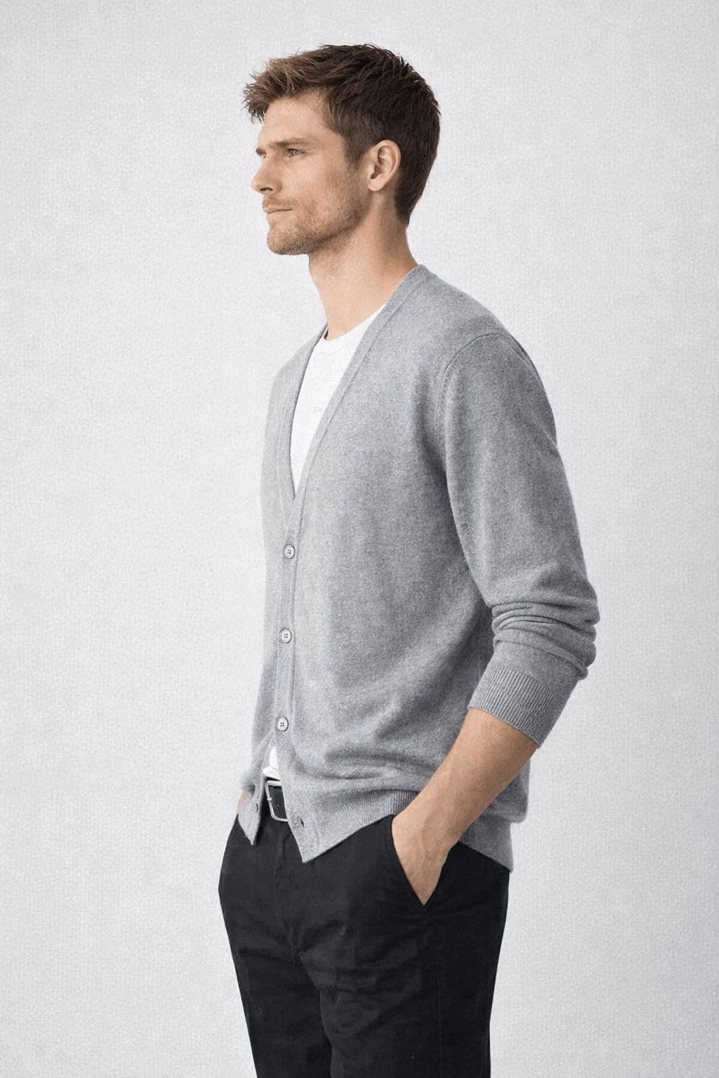 Stacked style retro suit - deep V-cardigan