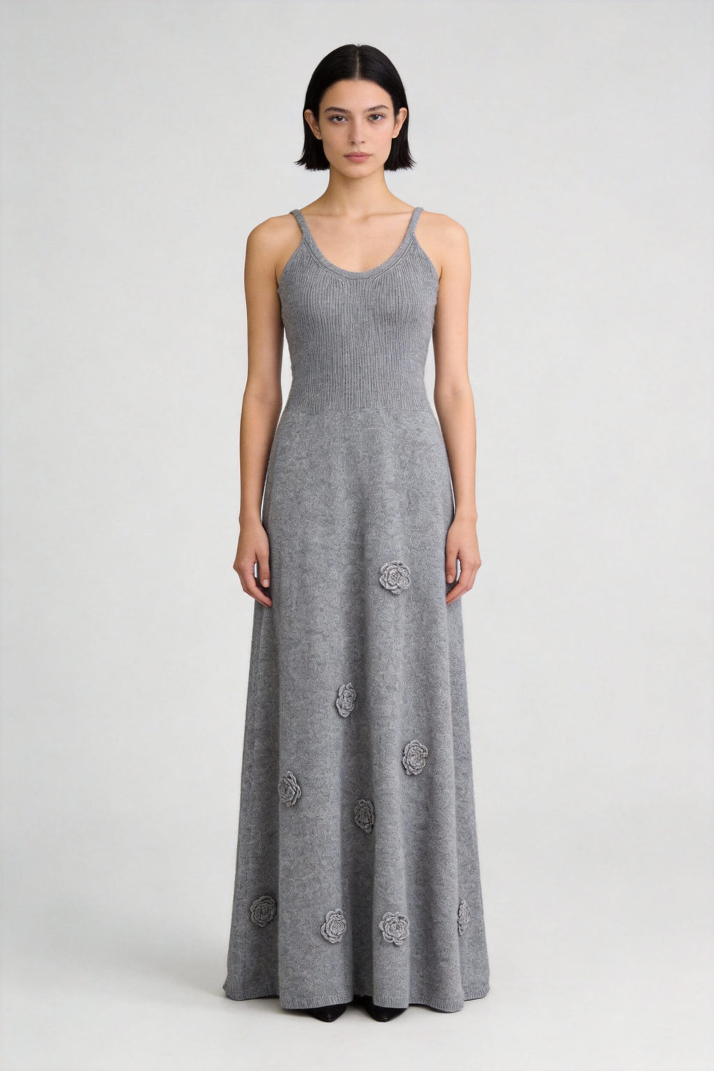 3D Rose Knitted Strap Skirt