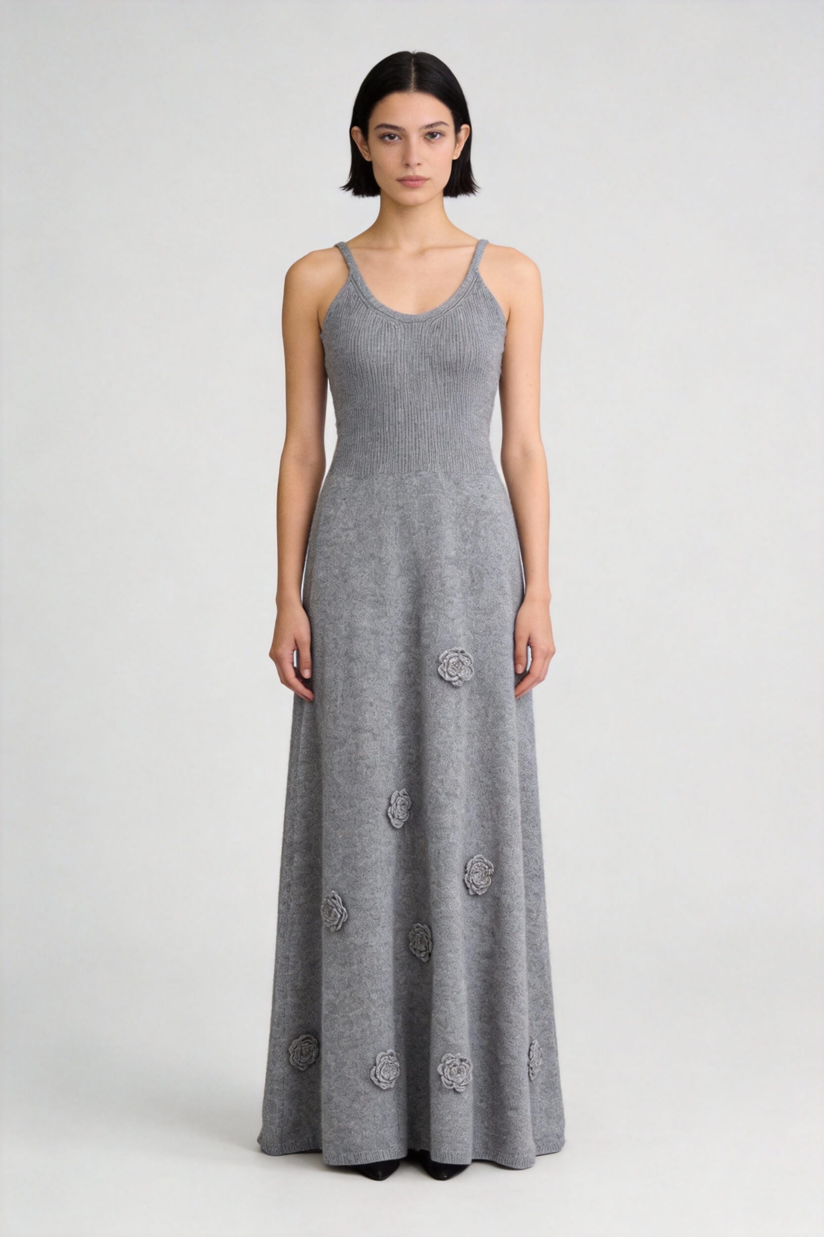 3D Rose Knitted Strap Skirt