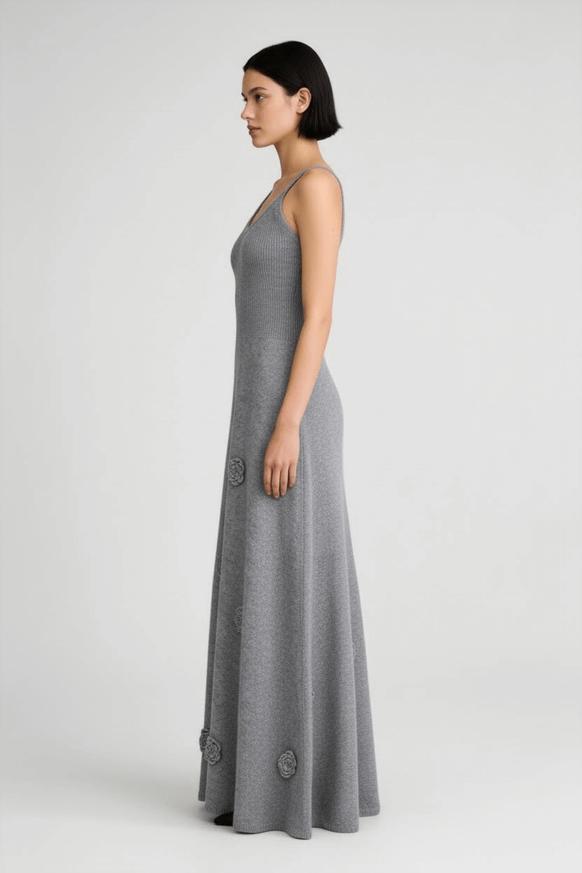 3D Rose Knitted Strap Skirt