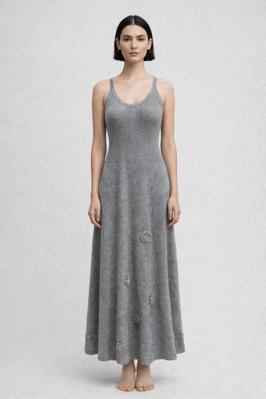 3D Rose Knitted Strap Skirt