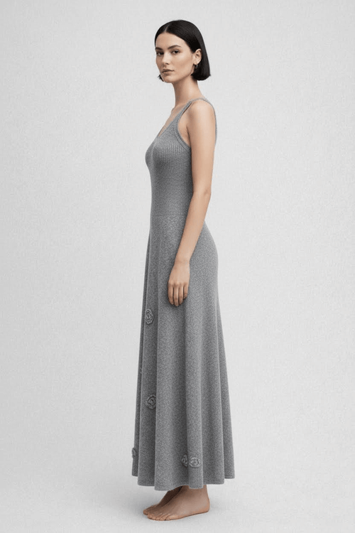 3D Rose Knitted Strap Skirt