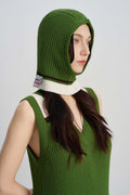 Fruit green waffle knit balaclava hat