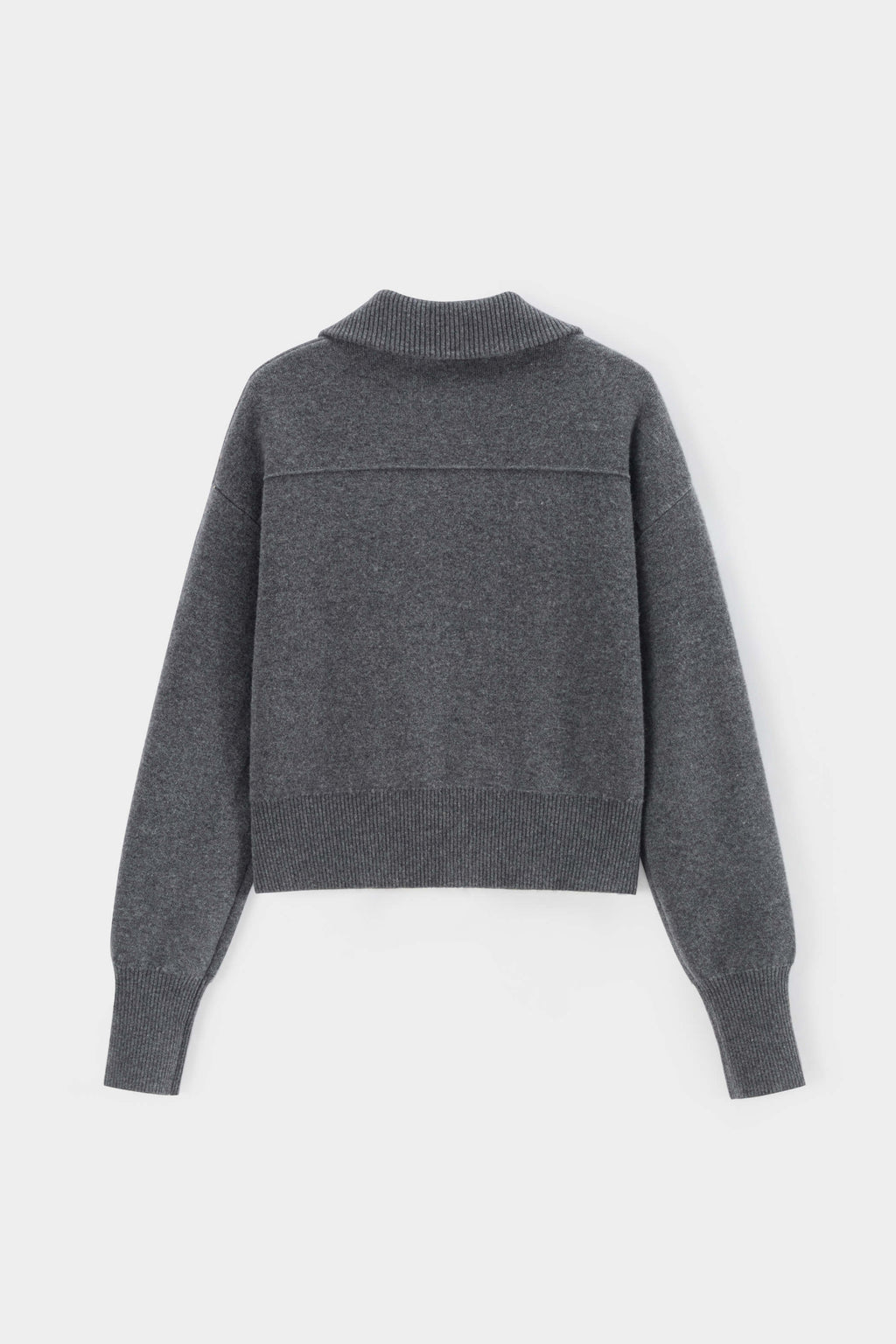 Grey collar zipper knitted short workwear jacket