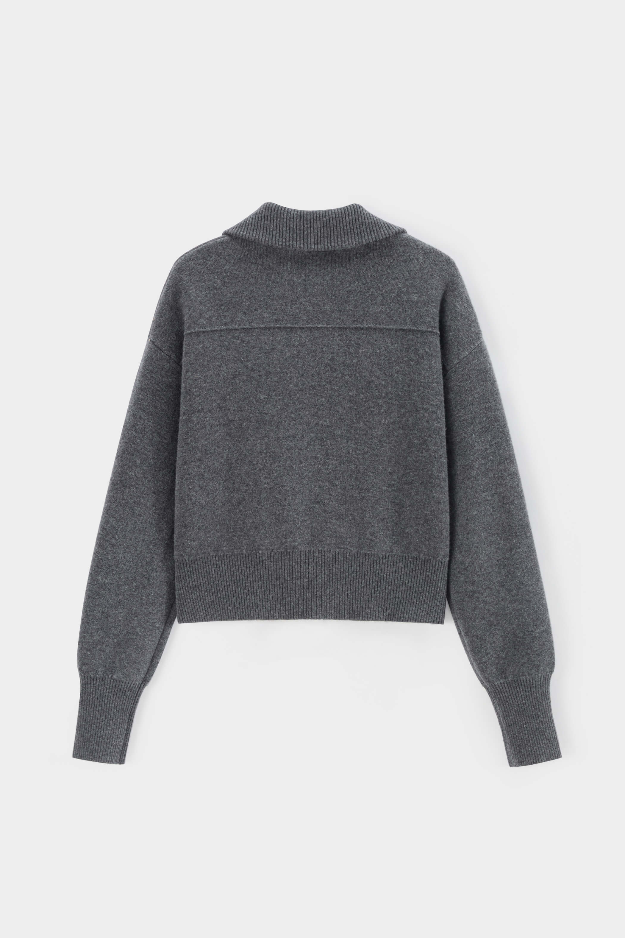 Grey collar zipper knitted short workwear jacket