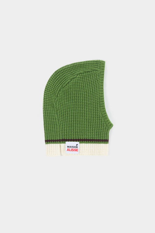 Fruit green waffle knit balaclava hat