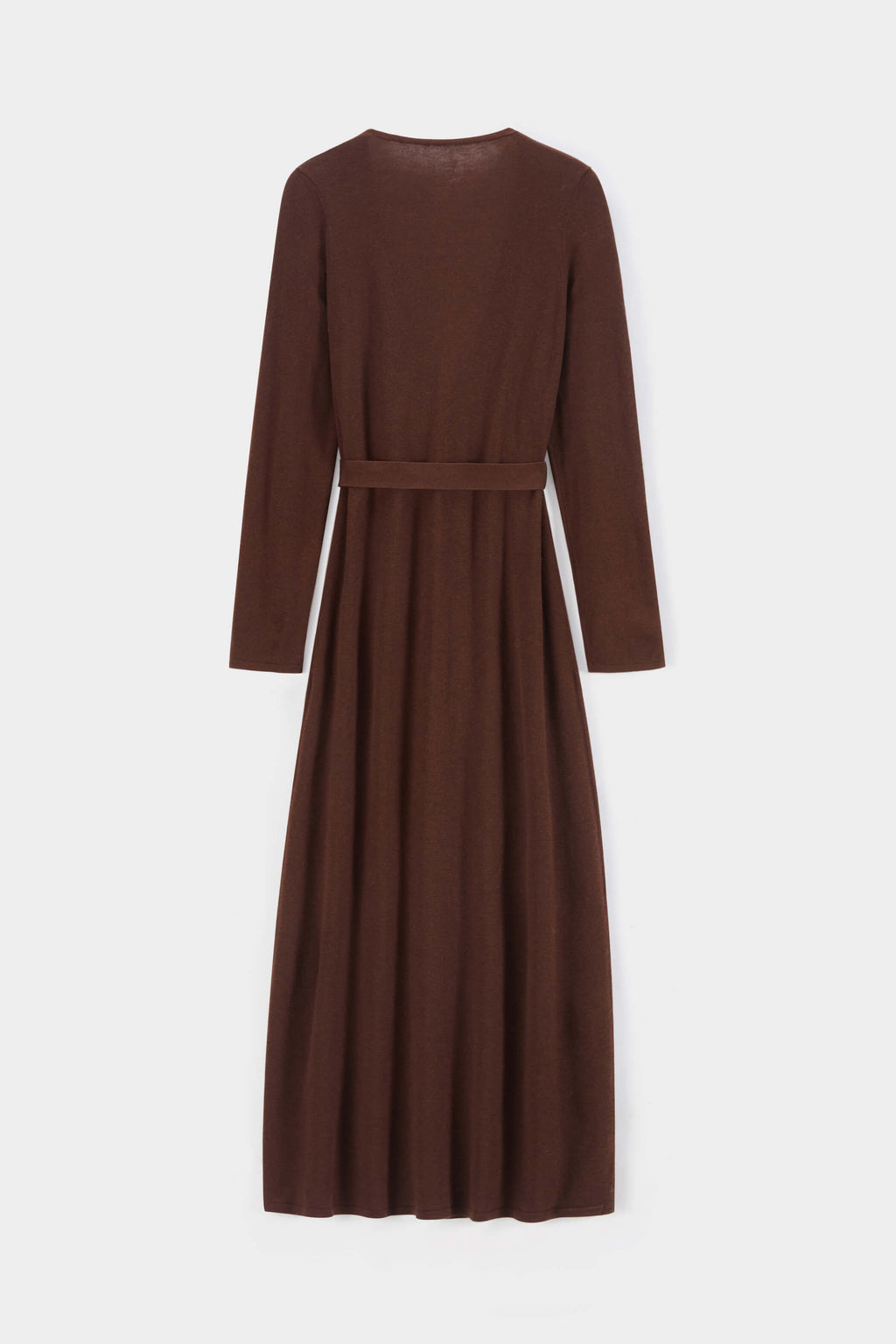 V-neck wrap waist long sleeved knitted dress