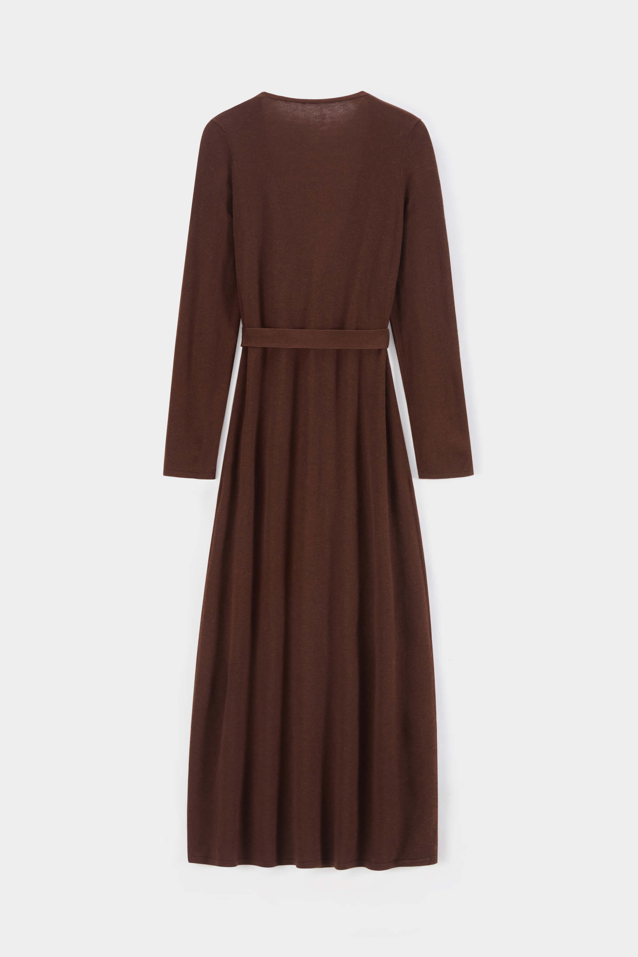 V-neck wrap waist long sleeved knitted dress