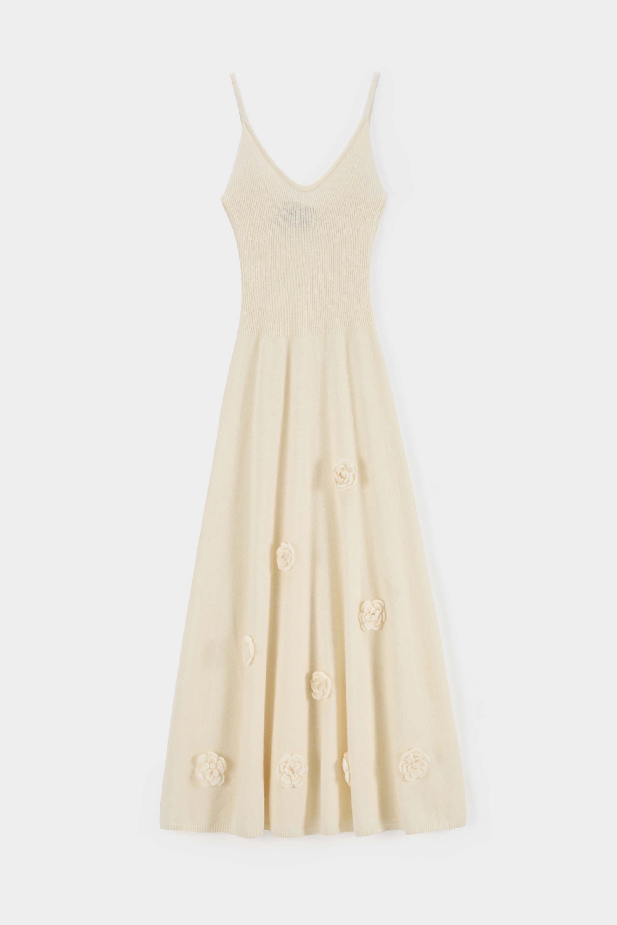 U-shaped deep V-neck suspender three-dimensional decorative knitted long skirt