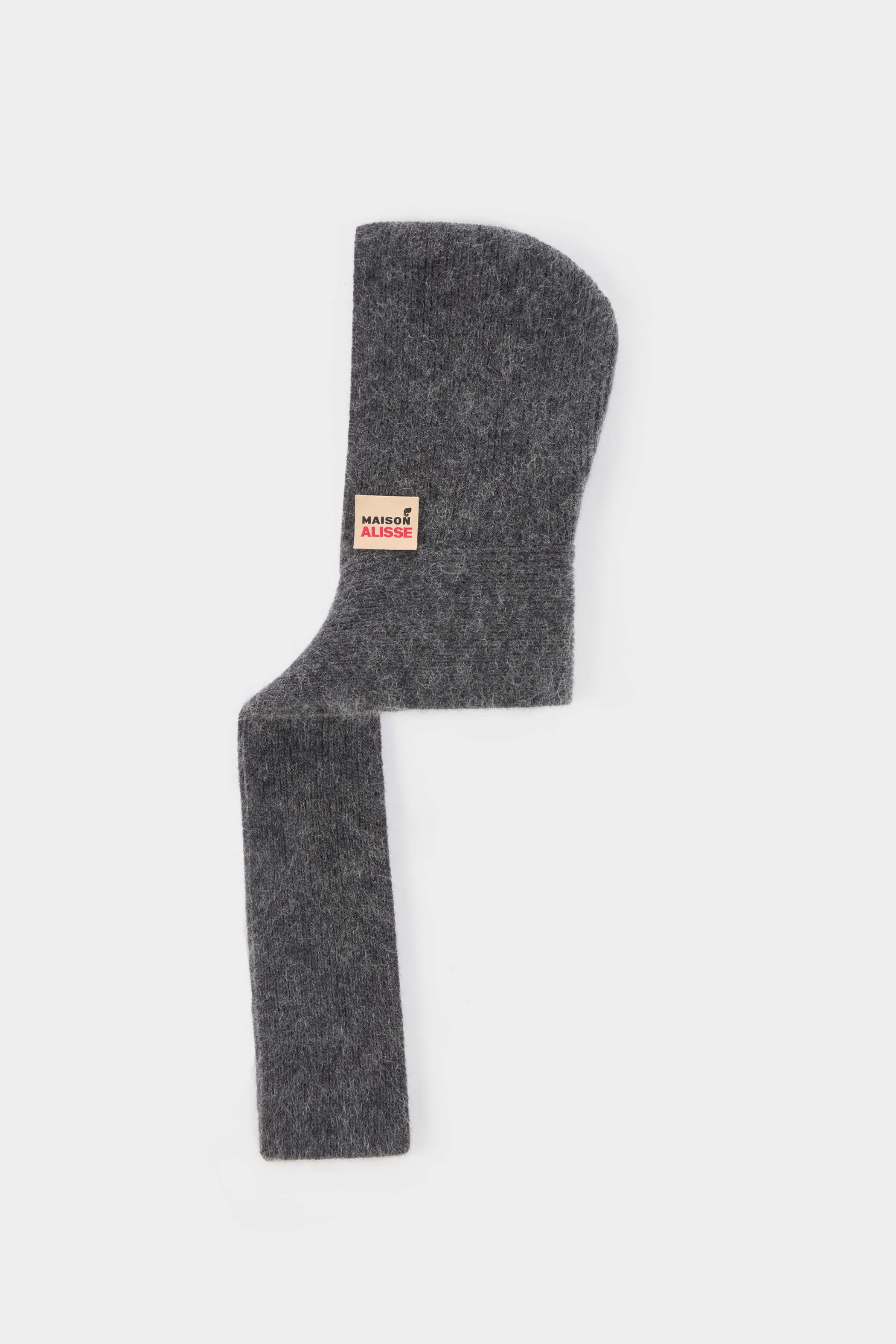 Dark gray mixed colored mohair one-piece hooded scarf hat
