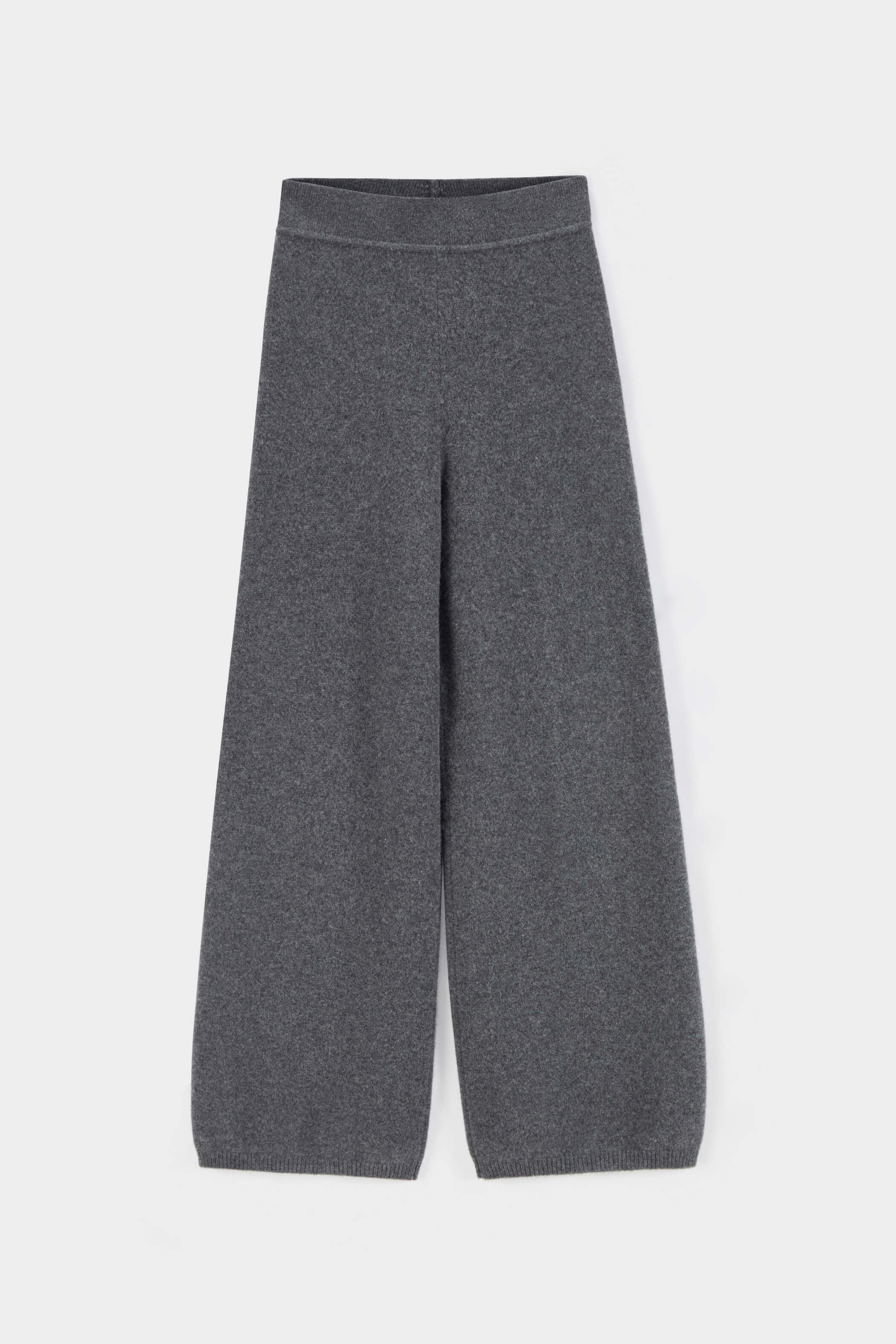 Grey Knitted Wide Leg Tight Pants