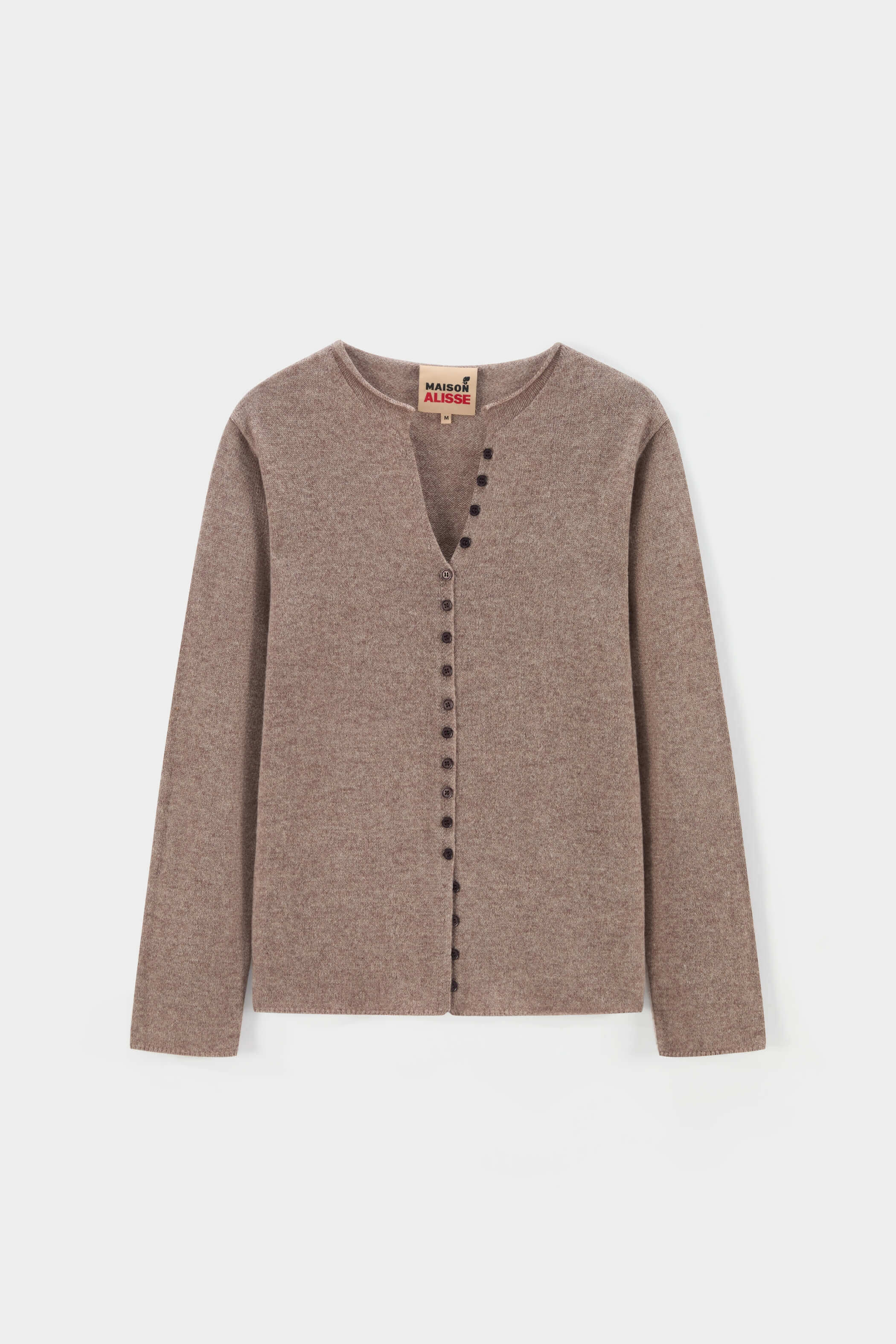 V-neck half-open knitted cardigan