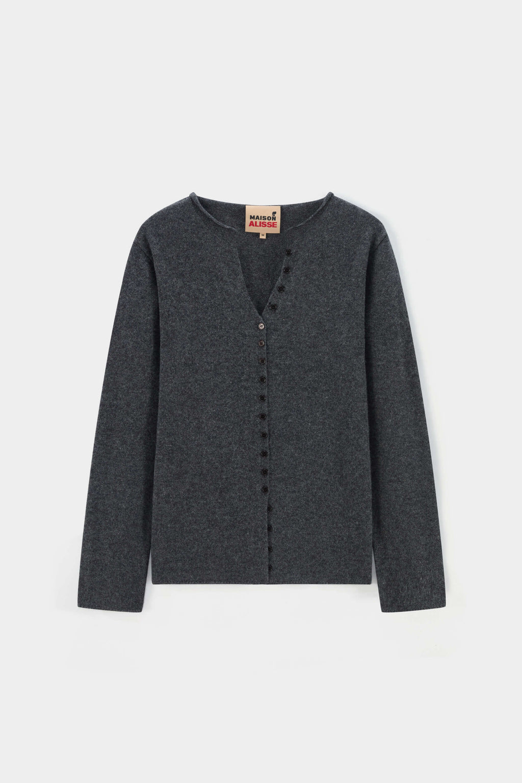 V-neck half-open knitted cardigan