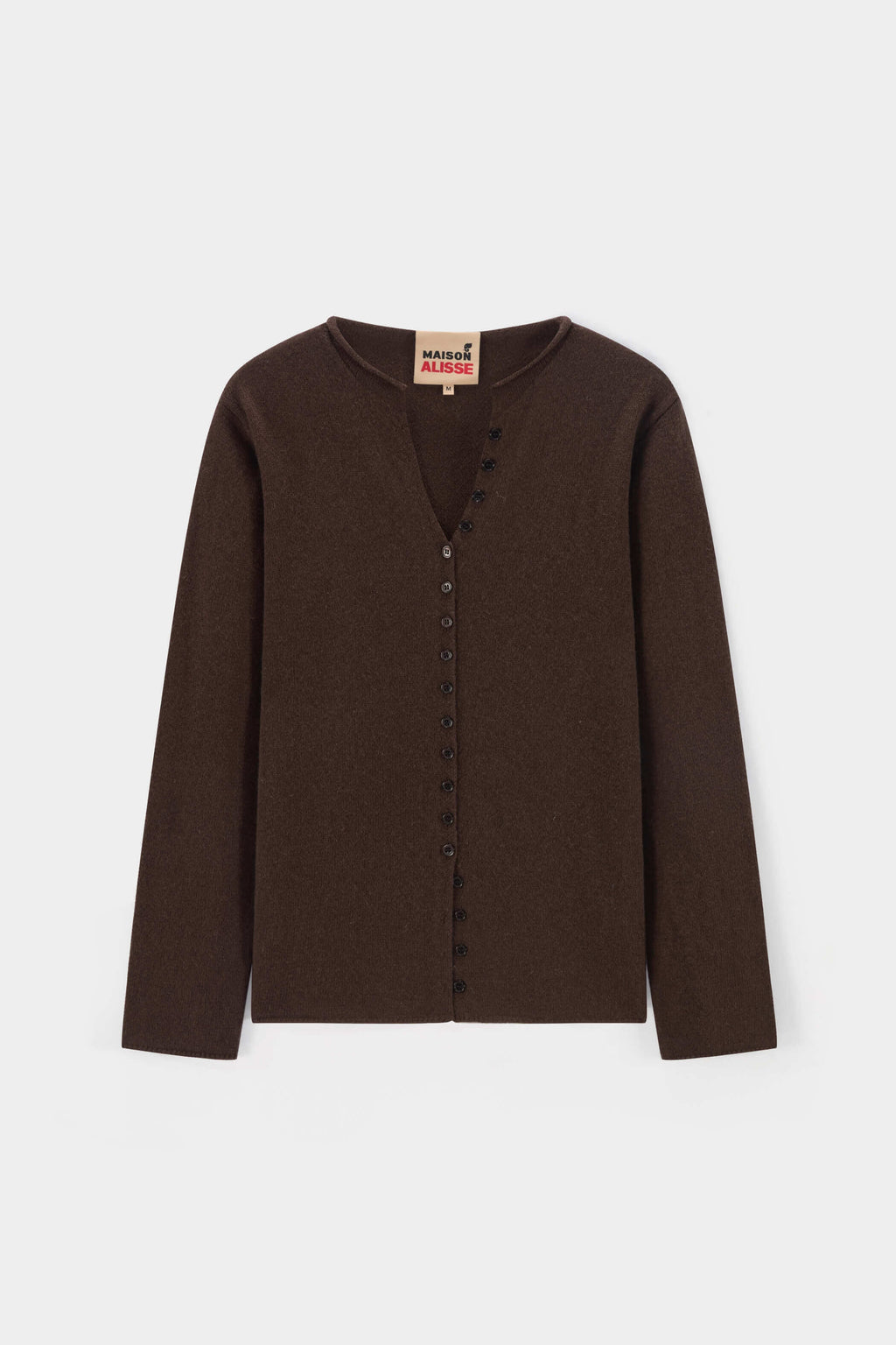 V-neck half-open knitted cardigan