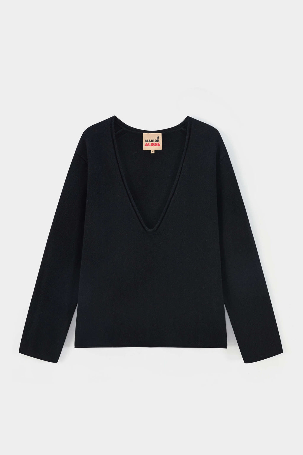 Deep V-neck long-sleeved knitted shirt